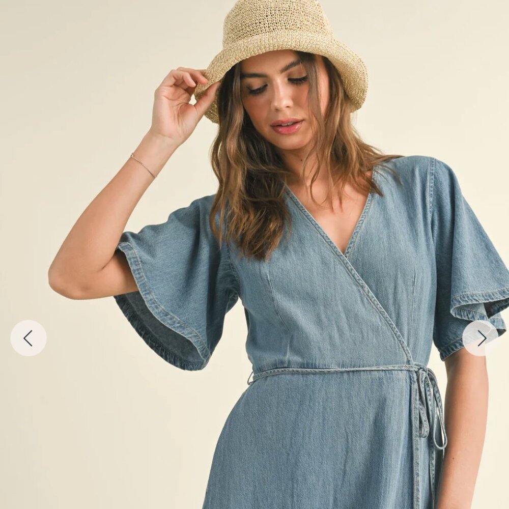 Miou Muse Denim Wrap Dress-Small-NWT! - Picture 6 of 10